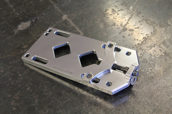 Polished Centerline adjustable aluminum transmission plate