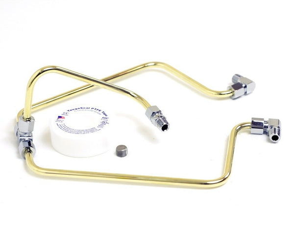 Old-Stf Shovelhead rocker box Split Oil Line - Brass & Chrome