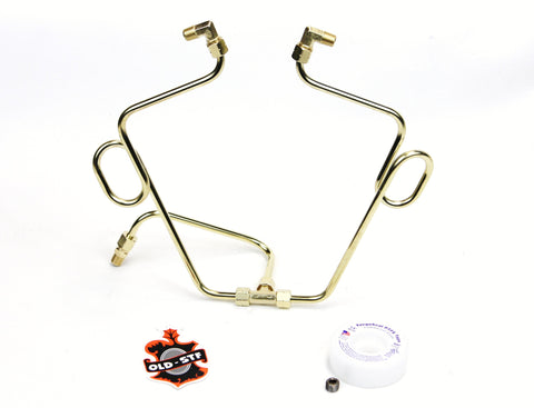 Old-Stf Shovelhead rocker box split oil line - Brass Looped