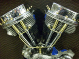 Old-Stf Oil line 63-65 Panhead OHO cylinder heads - Stainless & Black
